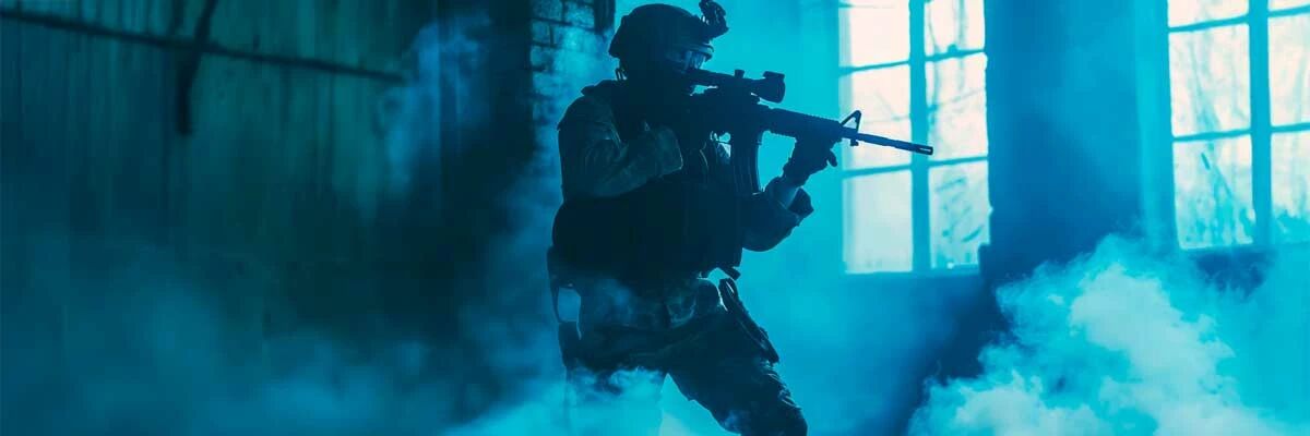 Juego de airsoft con granadas y granadas de humo