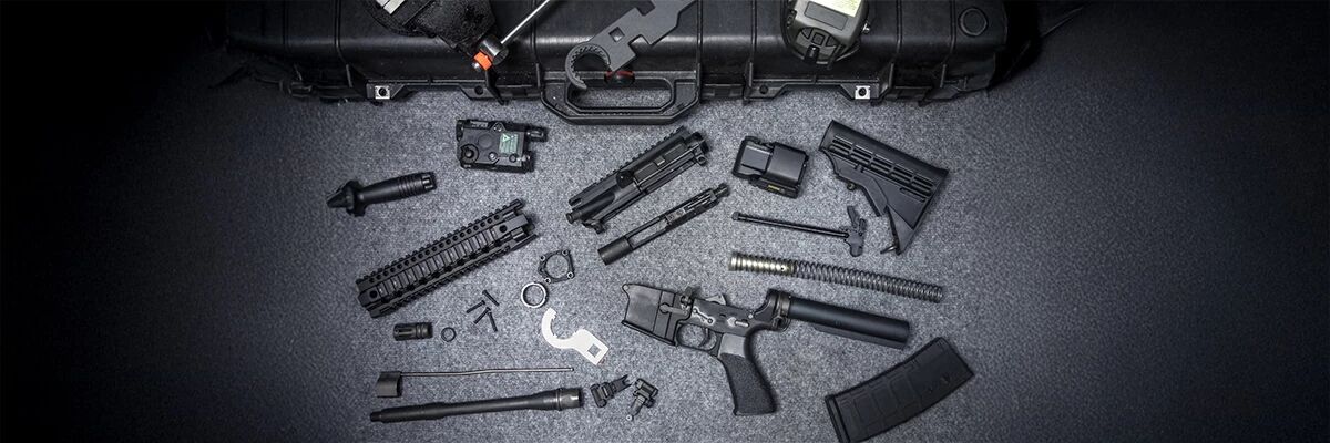 Various accessories for an airsoft replica
