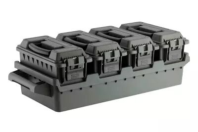 Set of 4 ammunition boxes with ABS transport tray