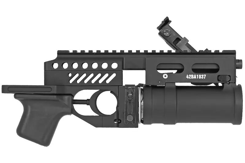 Black K-55A grenade launcher and 36-round Double Bell grenade