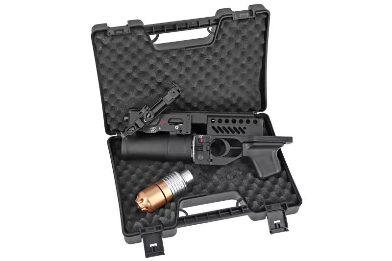 Black K-55A grenade launcher and 36-round Double Bell grenade