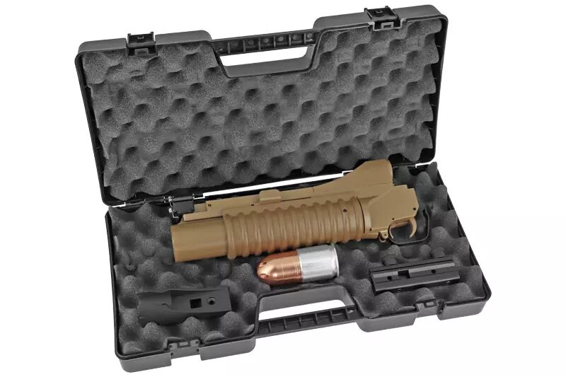 M203 short metal tan grenade launcher and 40mm 36 ball Double Bell grenade