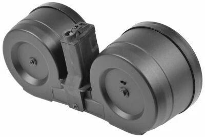 Twin Drum Magazine 2500 bbs for MP5 AEG Black A&K
