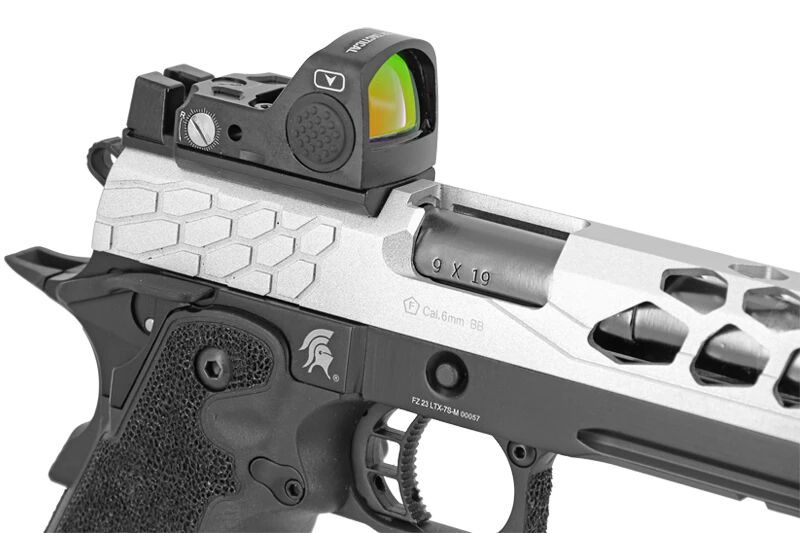 Airsoft Pistol GBB Stryk Hi-Capa 5.1 Silver Lancer Tactical with RMR