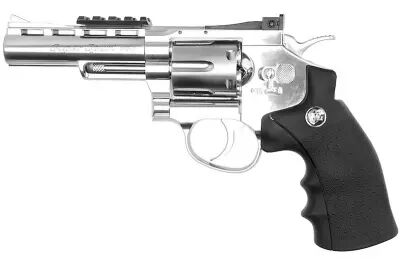 Gun Heaven (WinGun) 701 4 inch 6mm Co2 Revolver (Black Grip) - Silver