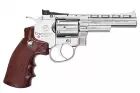 Gun Heaven (WinGun) 701 4 inch 6mm Co2 Revolver (Brown Grip) - Silver