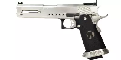 Rplique airsoft gaz GBB HX2201 IPSC Split Silver ARMORER WORKS Gaz