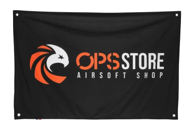 Black OPS flag orange and white 1220 x 795 mm OPS-Factory
