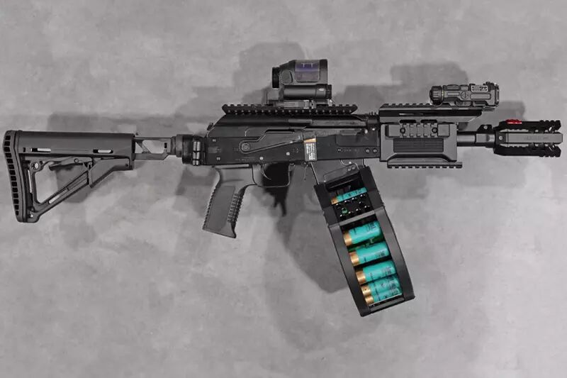 R&eacute;plique fusil &agrave; pompe SAIGA 12 SBS DRUM HPA Tokyo Marui Custom